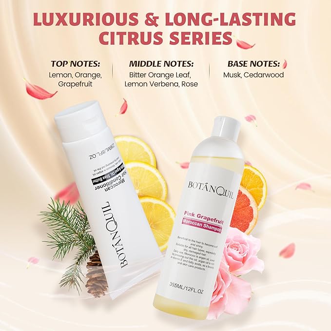 BOTÁNQUIL Argan Oil of Morocco Shampoo and Conditioner Set, Sulfate-Free Surfactants,Restore Shine&Softness Hair Shampoo and Conditioner with Shea Butter,Vatamin E for Curly Dry Damaged All Hair&Scalp