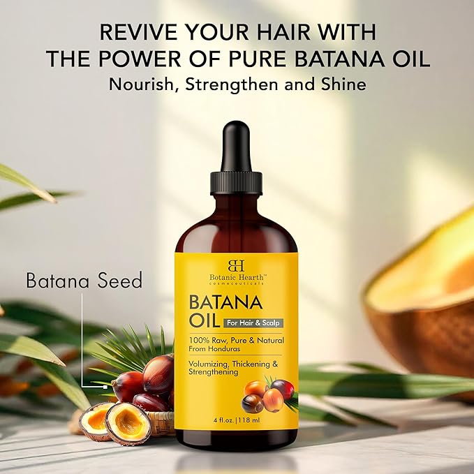 Botanic Hearth Weightless Dr Sebi Batana Oil For Hair And Scalp (Glass Bottle 4 Fl Oz, Set Of 2) | 100% Unrefined Oils From Honduras, Lightweight Hair Oil For Strengthening & Volumizing - Hair Tonic