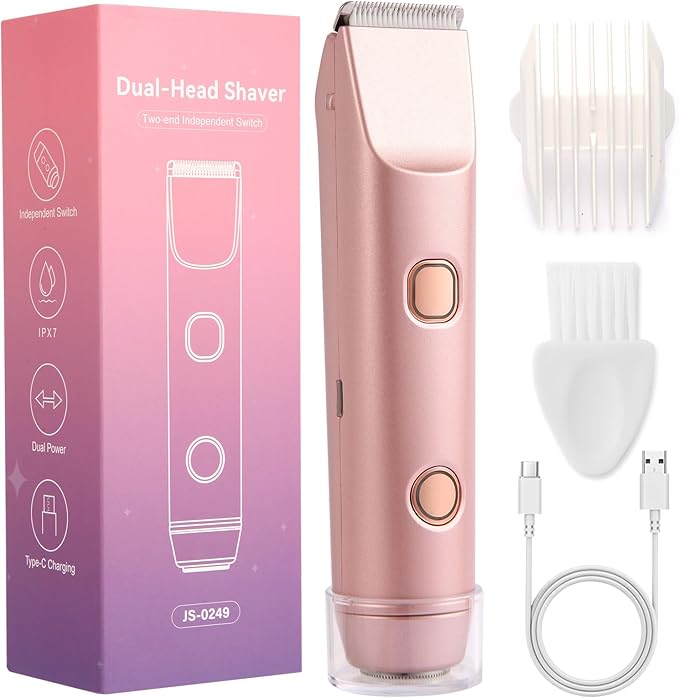 Bikini Trimmer for Women Electric Razors with IPX7 Waterproof & Low-Noise & Painless, Wet & Dry Use Electric Shaver for Women Support 60 Mins Runtime for Facial Hair Removal & Body & Intimate Areas
