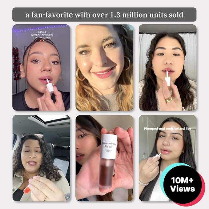 NOONI Korean Lip Oil - Appleblacktea | Long-Lasting, Moisturizing, Plumping, Revitalizing for Dry Lips, Waterproof, No Peel Off, Hydrating, Nourishing Crystal Clear, 0.12 FL Oz