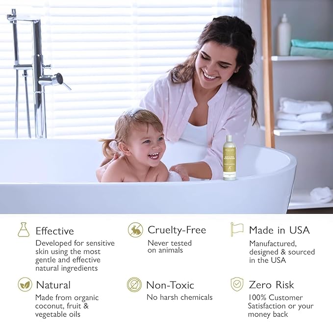 SoCal Suds & Company - Organic Baby & Kids Conditioner - Gentle Natural Vitamin Rich Ingredient Organic Oils for Babies and Kids Sensitive Scalp - 12oz (12 Fl Oz (Pack of 2), Honey Almond)