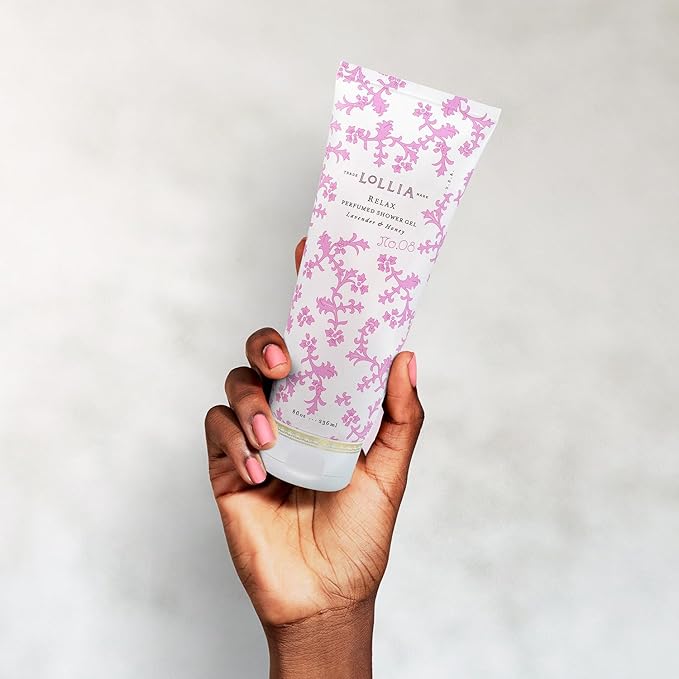 LOLLIA Relax Shower Gel, 8 fl. oz. – Lavender & Honey – Scented Shower Gel, Shea Butter Body Wash, Bath Wash for Women, Moisturizing Body Wash