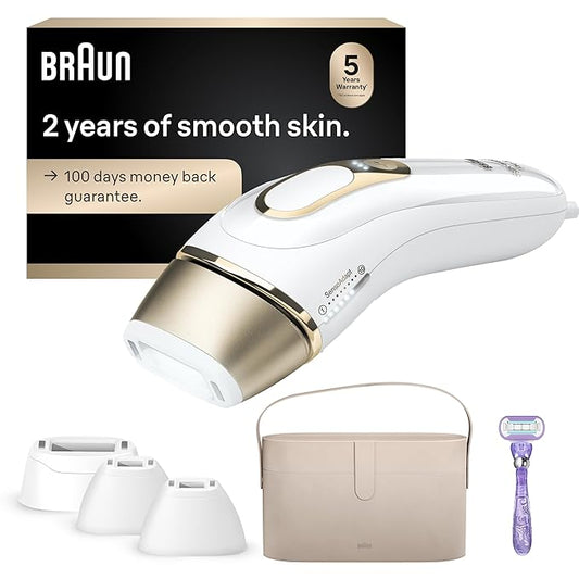 Braun IPL Silk·Expert, at Home Laser Hair Removal, Pro 5 PL5347 Latest Generation IPL, Holiday Gifts for Women and Men, Hair Removal System with Wide Head and Two Precision Heads