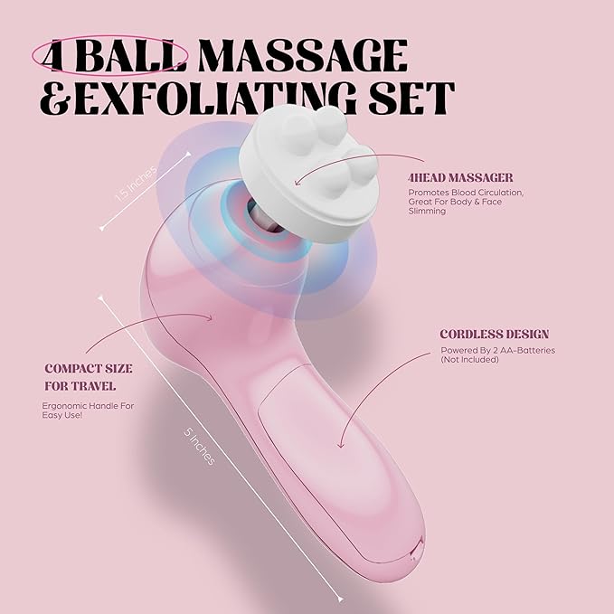 Bella Ciao 15-PC Full Body Skin Care Set with case, Facial Skin Care Products, Makeup Sponge, Facial Cleansing Brush & Body Scrubs for Women Exfoliation, Facial Cleanser for Face, Feet, Hands (Pink)