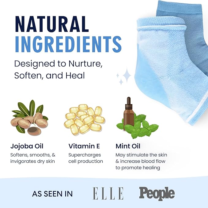 Dr. Frederick's Original Moisturizing Heel Socks for Cracked Heel Treatment - 2 Pairs - Socks for Dry Feet - Cracked Skin Repair & Overnight Hydration - Foot Care for Women & Men - Jojoba Oil