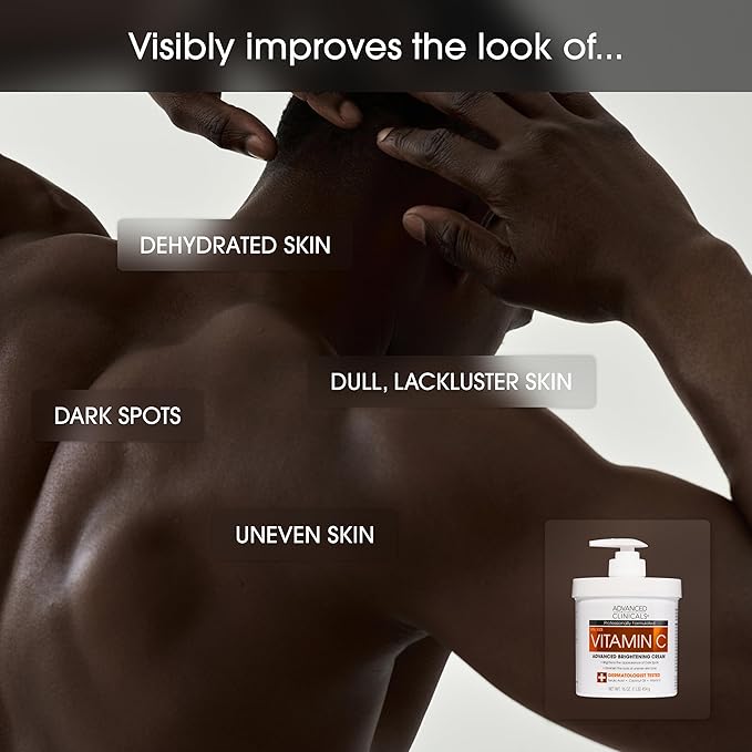 Advanced Clinicals Vitamin C Brightening Cream + Manuka Honey Body Lotion & Face Moisturizer 2pc Skincare Set For Women & Men | Body Butter Creams Help Reduce Appearance Of Dark Spots & Dry Skin, 2pc