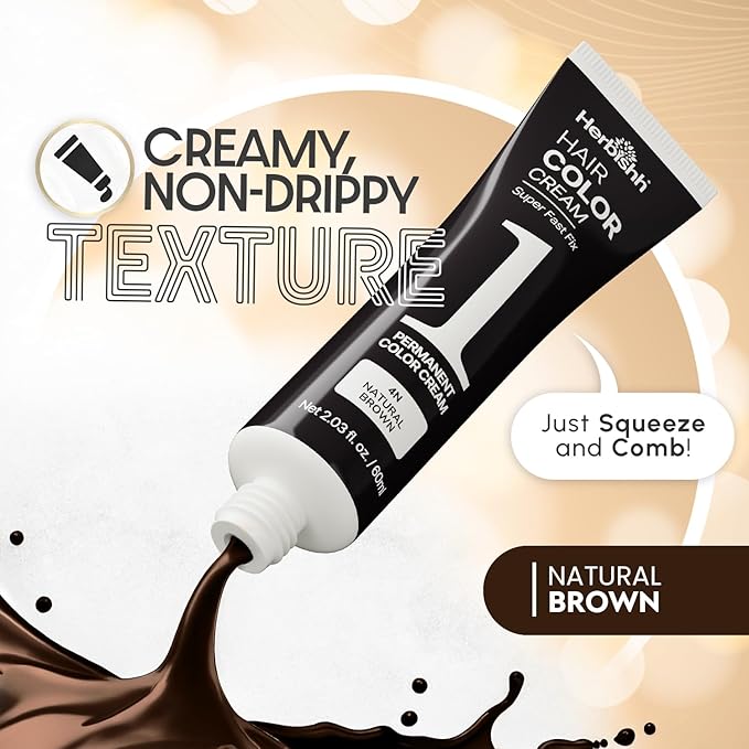 Natrual Brown Rapid Infusion Hair Color Cream, Permanent Hair Dye in One Minute with Comb Applicator and Argan Oil Deep Conditioning Hair Mask 5.07 FL OZ Combo Pack