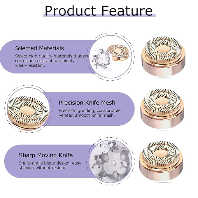 Gen 2 Replacement Heads for Flawless Facial Hair Remover, Shaver Pro Replacement Blades Heads Compatible with Finishing Touch Flawless Hair Removal for Woman Face,As Seen on TV.(6 Pack)
