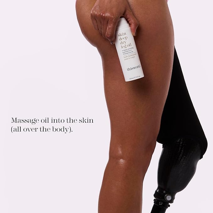 This Works Skin Deep Dry Leg Oil – 100% Natural Body Oil Moisturizer with 13 Essential Oils & 6 Cold-Pressed Plant Oils, Hydrates & Nourishes Dry Skin, 5 oz / 150ml
