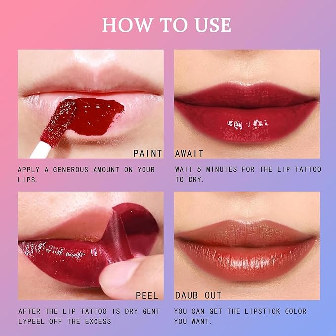 6 Colors Peel Off Lip Tint,Long Lasting Matte Tint,Long