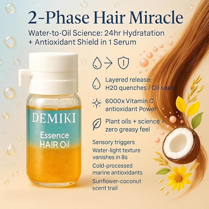 Hair Oil For Frizzy Hair With Coconut Oil - Hair Treatment For Dry Damaged Hair, Hair Perfume Oil For Curly Hair, Frizz Control Hair Care Products, Mini Bottles Hair Oil For Damaged Hair, 12pcs