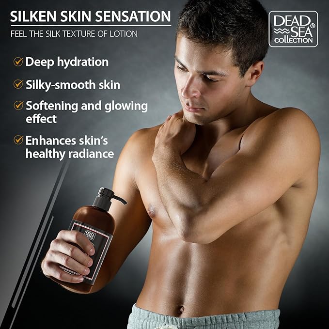 Dead Sea Collection Sandalwood Men's Body Lotion - Maximum Hydration Nourishing Moisturizing Lotion for Men - 16.9 Fl Oz Bottle