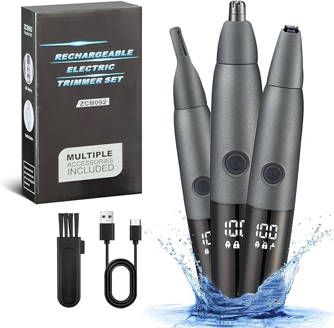 Nose Trimmer For Men And Women Painless Ear Nose Face Nose Hair Trimmer For Women Electric Nose Hair Trimmer Dual Edge Razor Ear Hair Trimmer Nose Hair Removal LED 3 in 1 Easy Clean IPX7 Waterproof