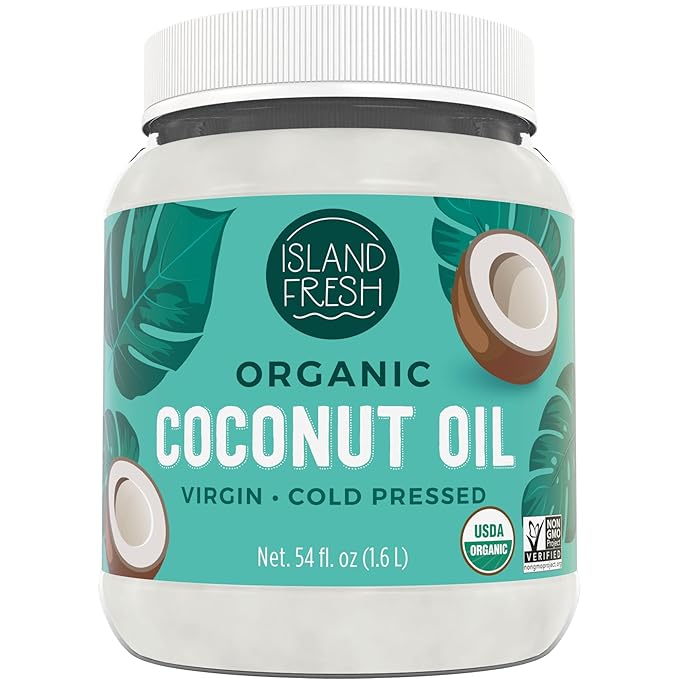 Island Fresh Organic Coconut Oil (54 oz) - Organic Virgin Coconut Oil Great for Baking, Versatile Cooking Oil, DIY Hair Oil & Skin Oil, Cold-Pressed, Certified Organic & Non-GMO