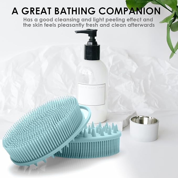 2-in-1 Silicone Facial Cleansing Brush & Body Scrubber - Dual-Sided Exfoliator for Face/Shower, Massage, Blackhead & Makeup Removal, Mud/Lotion Applicator, Soft Sensitive Skin-Friendly