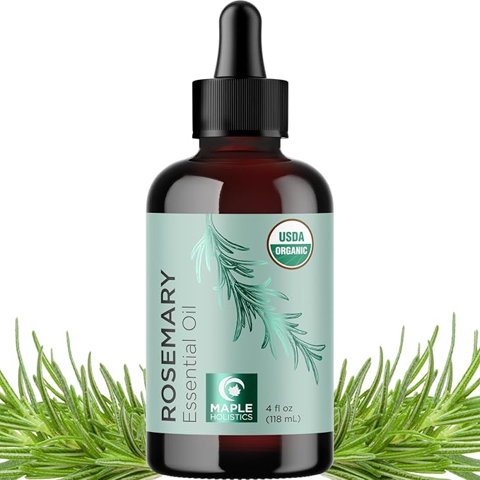 Certified Organic Rosemary Oil for Hair - Extra Large 100% Pure USDA Organic Rosemary Essential Oil for Hair Skin and Nails - Oil for Dry Scalp Treatment and Enhanced Volume and Shine
