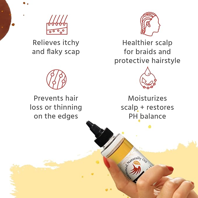 Glammed Naturally Scalp Oil for Dry Itchy Scalp - Includes Castor Oil for Hair, Dandruff, Locs, Tension Relief Hair Oil Applicator for Scalp Care 4 oz
