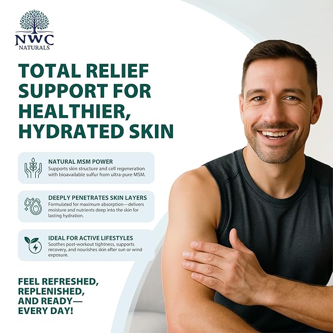 NWC Naturals UltraPure MSM Lotion All Natural Hypoallergenic ExtraHealing Nourishing Body Lotion by, 8 Fl Ounces