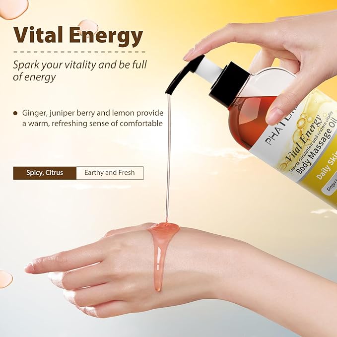 Ginger Oil Ginger Body Massage Oil for Gua Sha, with Lemon,Juniper Berry, 260ML Large Bottle Warming Body Oil for Spa, Lymphatic Drainage, Muscle(8.8oz)