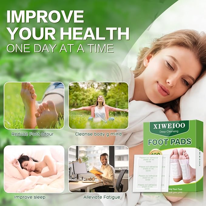 XIWEIOO100 Pack Foot Pads Paches,feet Deep Cleansing Bamboo Foot Paches, Ginger Foot Pads Foot Care Pads |Natural Bamboo Charcoal Ginger Oil Care Patch