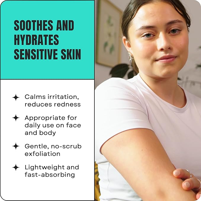 AmLactin Calm & Renew Lotion, 14.1 oz - Therapeutic Body and Face Moisturizer for Sensitive Skin - Exfoliator and Body Lotion for Dry Skin with Lactic Acid AHA and Soothing Ginger Root