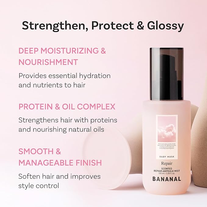 Rapair Korean Ampoule Hair Serum Mist - Nourishing & Moisturizing Hair Treatment, Frizz Control, Paraben & Sulfate Free, Baby Musk, 100ml / 3.38 fl oz