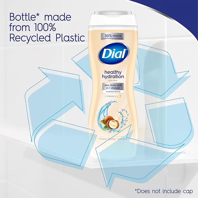 Dial Body Wash, Healthy Hydration, Shea Butter Extract plus Vitamin E, 16 fl oz (Pack of 4)