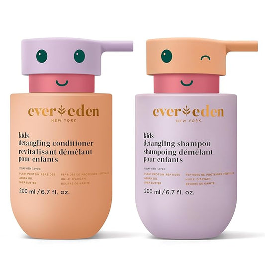 Evereden Kids Haircare Set: Hair Detangling Shampoo & Conditioner for Children Ages 3+, Plant Protein Peptides & Argan Oil, Vegan, Free from Sulfate, Paraben, Phthalate & Petrolatum