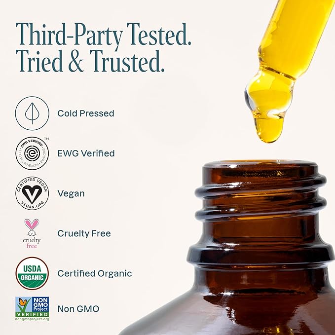 Cliganic Organic Rosehip Seed Oil for Face, 100% Pure | Natural Cold Pressed Unrefined Non-GMO | Carrier Oil for Skin, Hair & Nails (Packaging May Vary)