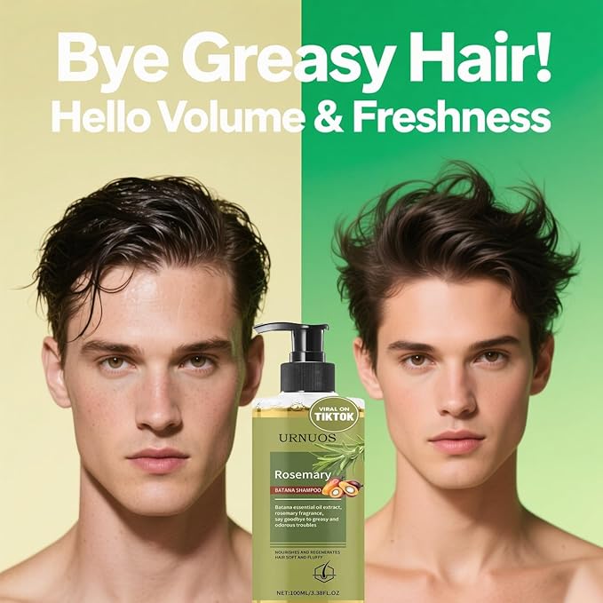 Rosemary and Batana Shampoo for Thicker Hair - Controls Oil and Dandruff,Promotes Hair Growth,Scalp Soothing Natural Ingredients,Voluminous Shine for All Hair Types (100ML)