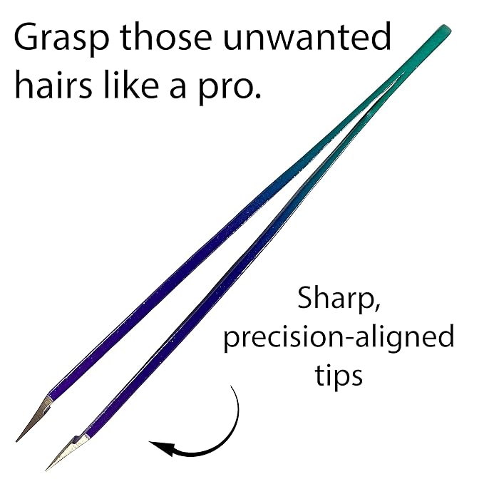 Tweezers - Limited Edition Mermaid Slant Tip - Best Tweezer for Eyebrow, Facial Hair Removal and your Precision Needs