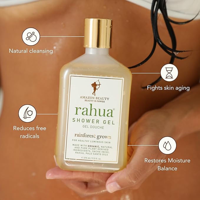 Rahua Shower Gel 9.3 Fl Oz, Botanical Body Wash Soap Made with Plant Powered Ingredients, Vanilla, Palo Santo, Lavender, Eucalyptus, Polyphenols, For Skin's Moisture Balance, All Skin Types, Vegan