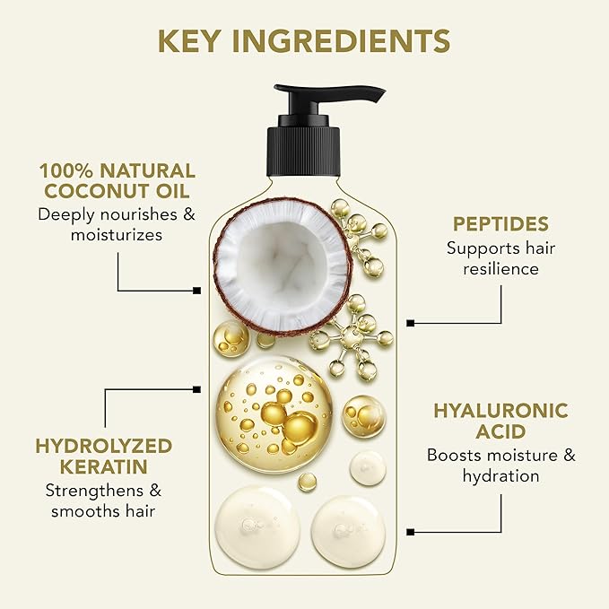 Botanic Hearth Coconut Oil Shampoo Infused With Hyaluronic Acid, Hydrolyzed Keratin & Peptides | Clarifying Shampoo To Defrizz, Repair & Strengthen Hair | For All Hair Types, 16 Fl Oz