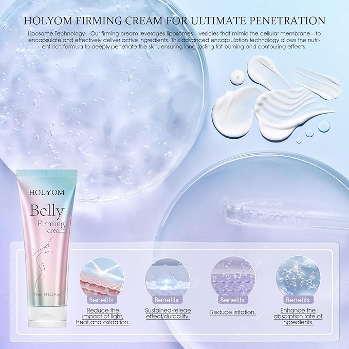 B Flat Belly Firming Cream: Premium Skin Tightening & Moisturizing for Stomach, Women Body Lotion for Firmness and Lift of Thighs & Butt - Pregnancy Skin Firming - 4.2 Fl Oz