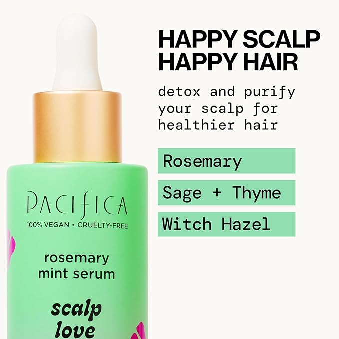 Pacifica Scalp Serum – Rosemary Mint Scalp Love Serum - Scalp Treatment for Dry Itchy Scalp w/Witch Hazel for Scalp Detox & Moisturizing, Vegan & Cruelty-Free, 2 oz