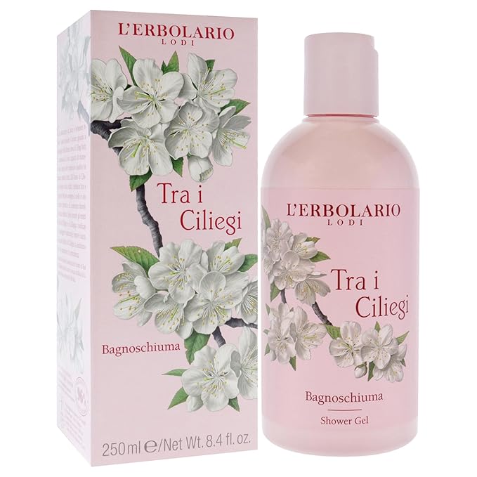 L'Erbolario Shower Gel – Firming and Protecting Floral Body Wash - Cherry Blossom Body Soap for Radiant and Toned Skin - Tra i Ciliegi - 8.4 oz