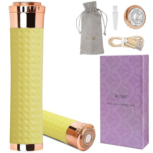 Facial Hair Removal for Women, Rechargeable Hair Removal Device, Painless Face Electric Razor/Shaver for Lip, Arms, Face, Peach Fuzz (Yellow)