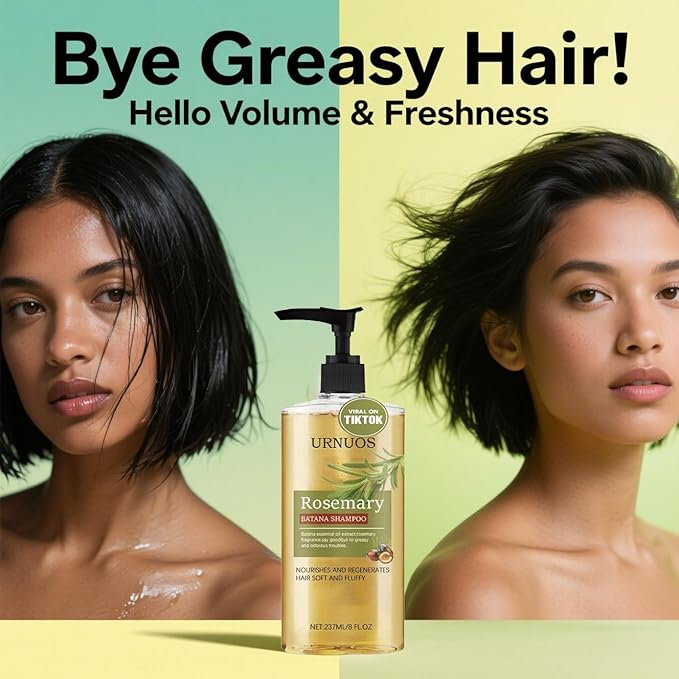 Rosemary and Batana Shampoo for Thicker Hair - Controls Oil and Dandruff,Promotes Hair Growth,Scalp Soothing Natural Ingredients,Voluminous Shine for All Hair Types (100ML)