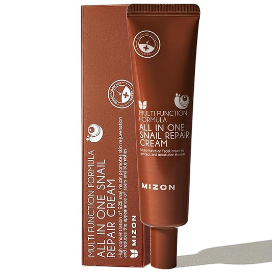 MIZON All-in-One Snail Repair Cream Korean Face Moisturizer with Snail Mucin & 12 Natural Extracts Hydrating & Nourishing Cream for Fine Lines, Wrinkles & Blemish Care Travel Size(1.18 Fl Oz)