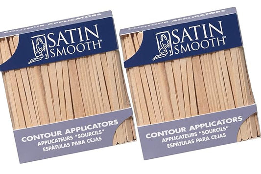 Satin Smooth Wax Sticks for Hair Removal – Contour Wax Applicator Sticks Wooden Waxing Stick Spatulas for Eyebrows & Facial Waxing, 200 ct, 2 Pack