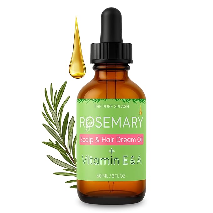 Rosemary Scalp & Hair Dream Oil – Natural Hair Growth & Scalp Care with Peppermint, Vitamin E & A – Lightweight Herbal Blend for Daily Use – 2 fl oz