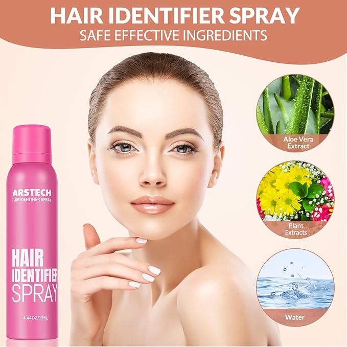 Hair Identifier Spray for Face Shaving Dermaplaning Tool Skin Body Dermaplaning Spray for Women with 4 Face Razor for Face Shaver Hair Removal Kit Excess Hair Dermaplane Razor for Women Face
