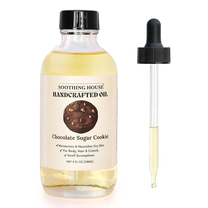 Chocolate Sugar Cookie Body Oil: Moisturizing Body Oil for Soft, Glowing Skin with Almond & Jojoba Oil (4 fl oz)