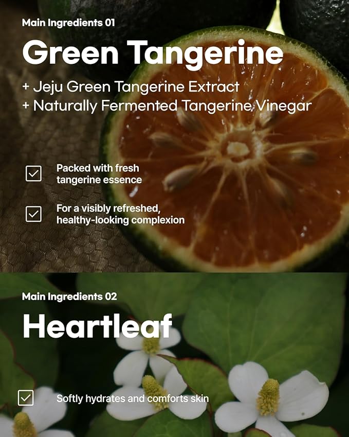 Green Tangerine Dual Peeling Pad – Korean Exfoliating Toner Pads with 4HA Complex, Jeju Citrus Vinegar, Oil Control, Dual-Sided Texture, Hydrating & Smoothing, 50 Pads