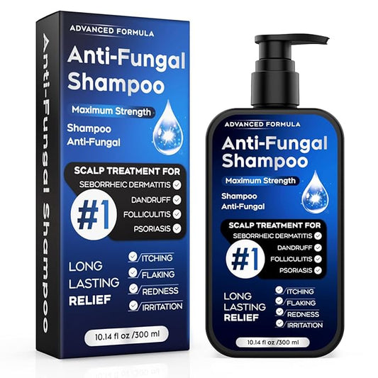 Antifungal Shampoo for Seborrheic Dermatitis, Folliculitis & Scalp Psoriasis, Anti-Dandruff Shampoo for Men & Women, Relieves Scalp Itching, Dryness, Sulfate & Paraben-Free, 10.1 Fl Oz