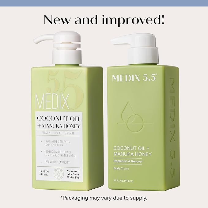 MEDIX Coconut Body Lotion + Manuka Honey Cream | Natural Coconut Oil Lotion For Women & Men | Moisturizer Cream Body Butter Skin Care Balm For Stretch Marks, Cellulite, & Dry Skin, 15 Fl Oz