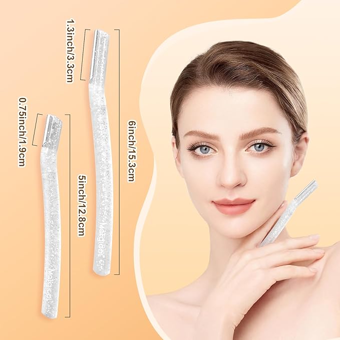 Women’s Dermaplane Razor for Face & Eyebrow - Anti-Cutting Japanese Blades for Eyebrow and Facial Hair Removal, Achieve Silky Skin and Perfect Brows (Transparent, 6 Count)