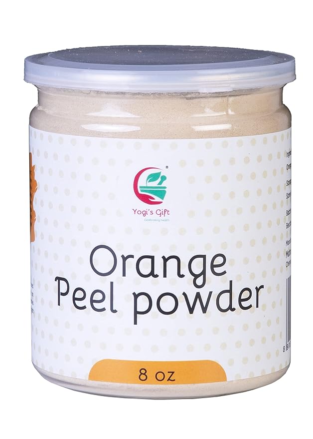 Orange Peel Powder 8 oz (227 grams) | 100% Natural Care For Acne, Tan & Blackheads | Effective DIY Face Mask Ingredient | Rich in Vitamin C | Helps Get a Glowing Skin | by Yogi's Gift®