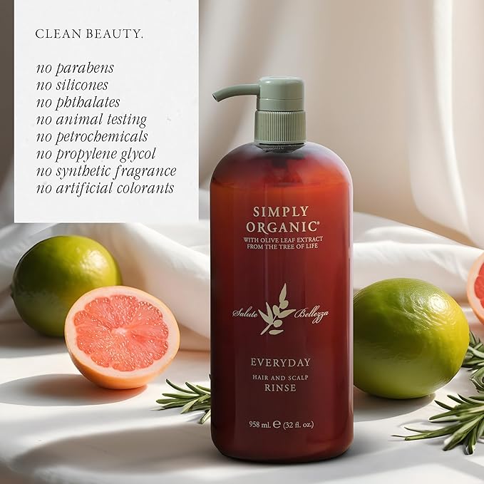 Hair & Scalp Rinse Daily Conditioner, Made in Italy, All Natural Cruelty Free Hair Care for Women & Men, Organic Olive Oil, Jojoba Oil, Spruce Tree Extract, 958ml/32floz, EVERYDAY
