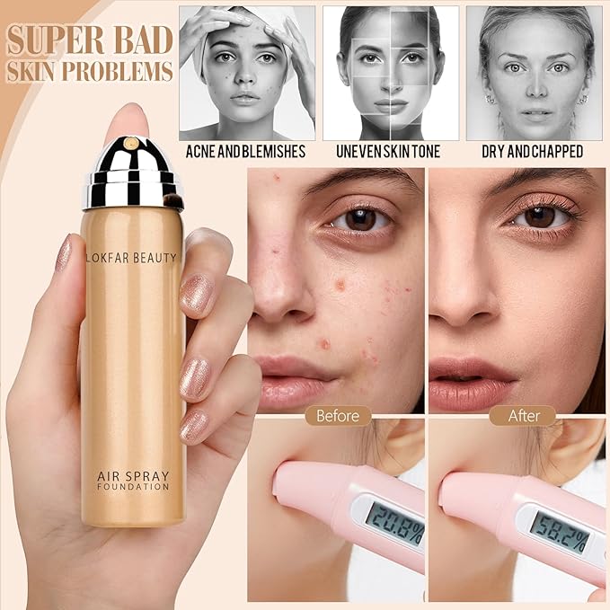 AirBrush Foundation Spray, Silky Mist Foundation Spray Makeup Warm Peach